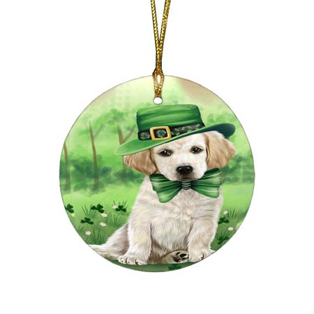 St. Patricks Day Irish Portrait Labrador Retriever Dog Round Christmas Ornament RFPOR48817