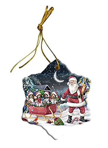 Santa Sled Dogs Beagle Christmas Star Ornament POR2709