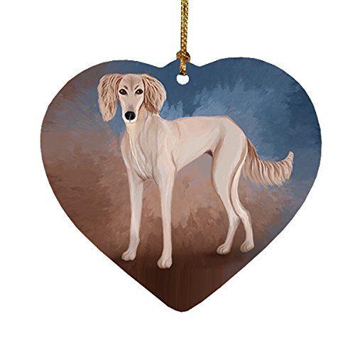 Saluki Puppy Heart Christmas Ornament HPOR48094