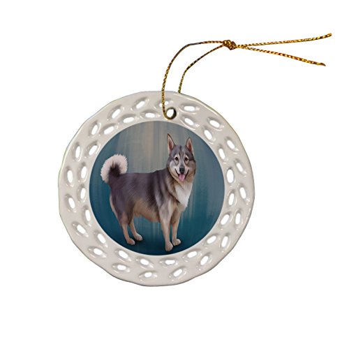 Swedish Vallhund Dog Christmas Doily Ceramic Ornament