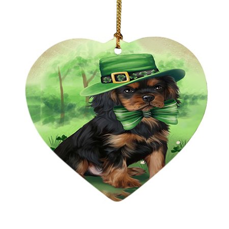 St. Patricks Day Irish Portrait Cavalier King Charles Spaniel Dog Heart Christmas Ornament HPOR48767