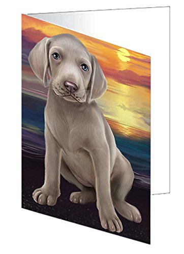 Weimaraner Dog Handmade Artwork Assorted Pets Greeting Cards and Note Cards with Envelopes for All Occasions and Holiday Seasons GCD49790