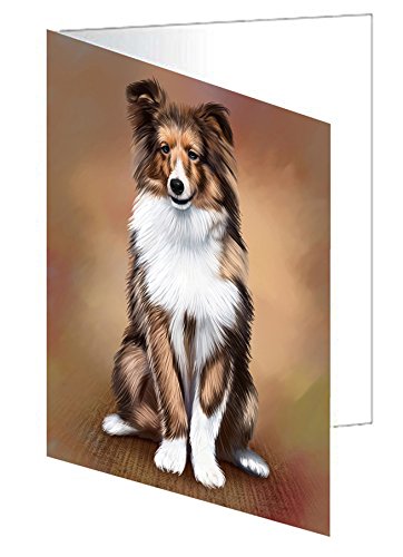 Shetland Sheepdogs Puppy Dog Handmade Artwork Assorted Pets Greeting Cards and Note Cards with Envelopes for All Occasions and Holiday Seasons