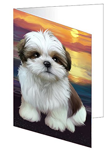 Shih Tzu Dog Handmade Artwork Assorted Pets Greeting Cards and Note Cards with Envelopes for All Occasions and Holiday Seasons D335
