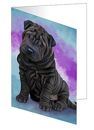 Shar Pei Dog Handmade Artwork Assorted Pets Greeting Cards and Note Cards with Envelopes for All Occasions and Holiday Seasons