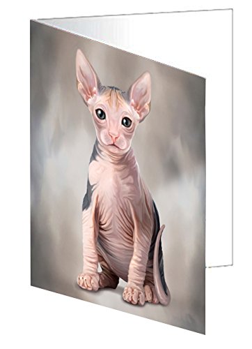 Sphynx Cat Handmade Artwork Assorted Pets Greeting Cards and Note Cards with Envelopes for All Occasions and Holiday Seasons D057