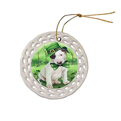 St. Patricks Day Irish Portrait Bull Terrier Dog Ceramic Doily Ornament DPOR48746