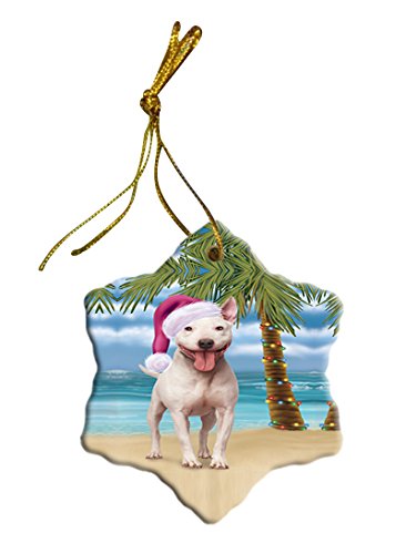 Summertime Bull Terrier Dog on Beach Christmas Star Ornament POR2820