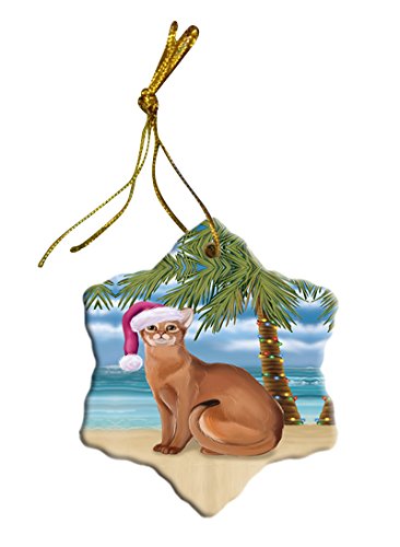 Summertime Abyssinian Cat on Beach Christmas Star Ornament POR2749