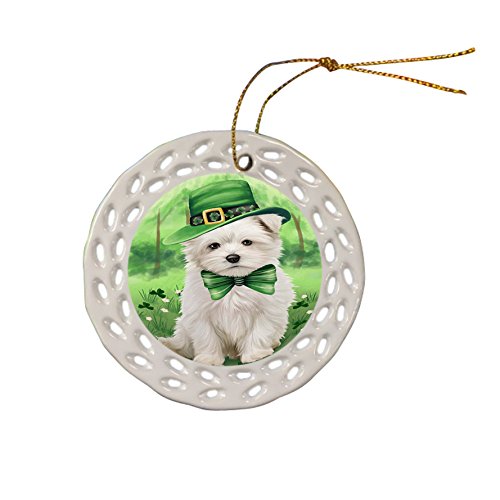 St. Patricks Day Irish Portrait Maltese Dog Ceramic Doily Ornament DPOR48834