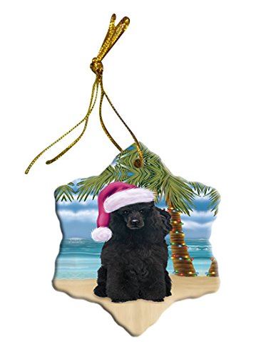 Summertime Poodle Dog on Beach Christmas Star Ornament POR2938