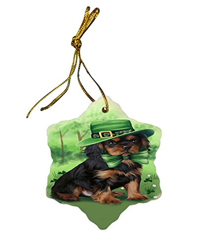 St. Patricks Day Irish Portrait Cavalier King Charles Spaniel Dog Star Porcelain Ornament SPOR48759