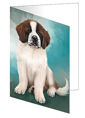 Saint Bernard Dog Handmade Artwork Assorted Pets Greeting Cards and Note Cards with Envelopes for All Occasions and Holiday Seasons D169