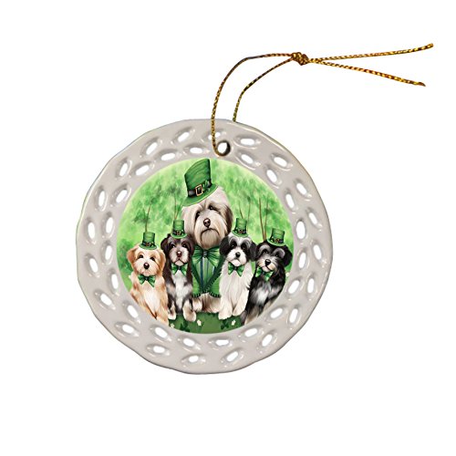 St. Patricks Day Irish Family Portrait Havanese Dogs Ceramic Doily Ornament DPOR48816
