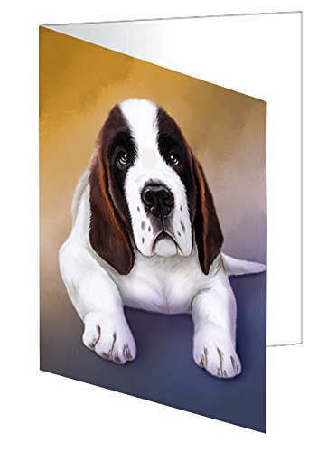 Saint Bernard Dog Handmade Artwork Assorted Pets Greeting Cards and Note Cards with Envelopes for All Occasions and Holiday Seasons GCD48288
