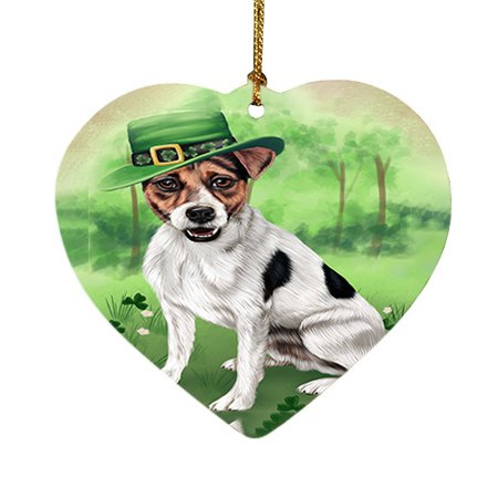 St. Patricks Day Irish Portrait Jack Russell Terrier Dog Heart Christmas Ornament HPOR48820