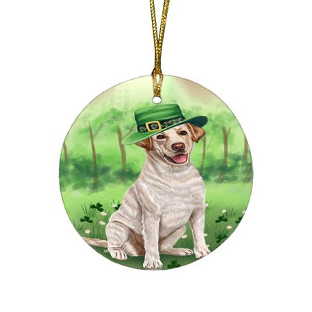 St. Patricks Day Irish Portrait Labrador Retriever Dog Round Christmas Ornament RFPOR48814