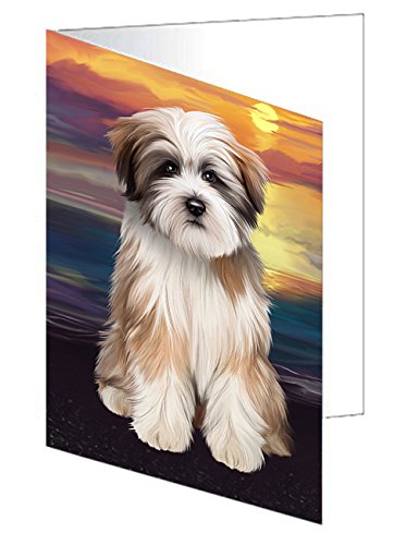 Tibetan Terrier Dog Handmade Artwork Assorted Pets Greeting Cards and Note Cards with Envelopes for All Occasions and Holiday Seasons GCD49769