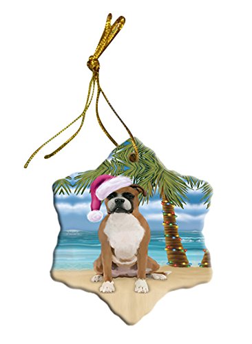 Summertime Boxer Dog on Beach Christmas Star Ornament POR2808