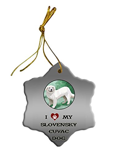 Slovensky Cuvac Dog Christmas Snowflake Ceramic Ornament