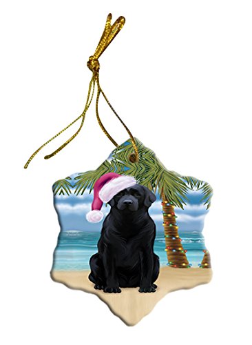 Summertime Labrador Dog on Beach Christmas Star Ornament POR2879