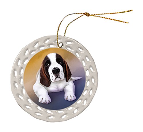 Saint Bernard Dog Ceramic Doily Ornament DPOR48092