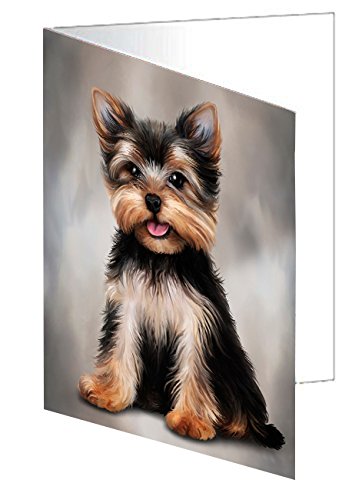 Yorkshire Terrier Dog Handmade Artwork Assorted Pets Greeting Cards and Note Cards with Envelopes for All Occasions and Holiday Seasons D063