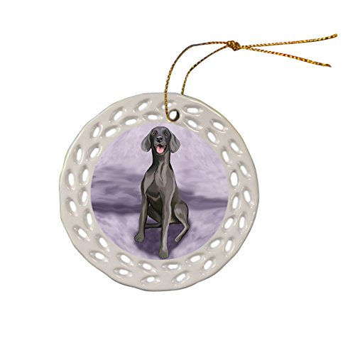 Weimaraner Dog Christmas Doily Ceramic Ornament