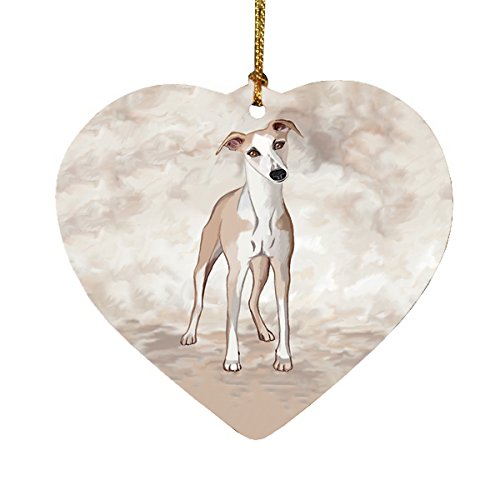 Whippet Dog Heart Christmas Ornament