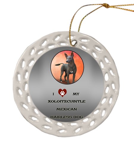 Xoloitzcuintli Mexican Hairless Dog Christmas Doily Ceramic Ornament