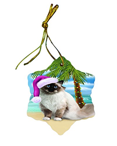 Summertime Birman Cat on Beach Christmas Star Ornament POR2980