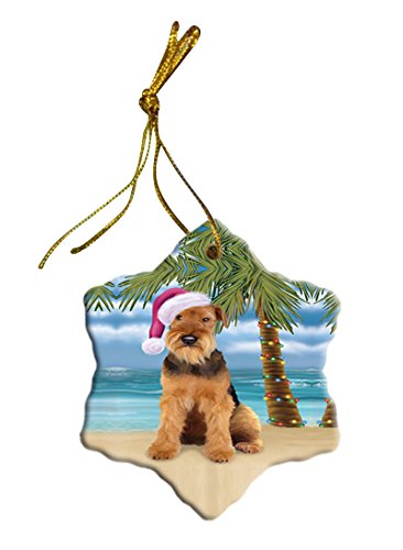 Summertime Airedale Terrier Dog on Beach Christmas Star Ornament POR2771