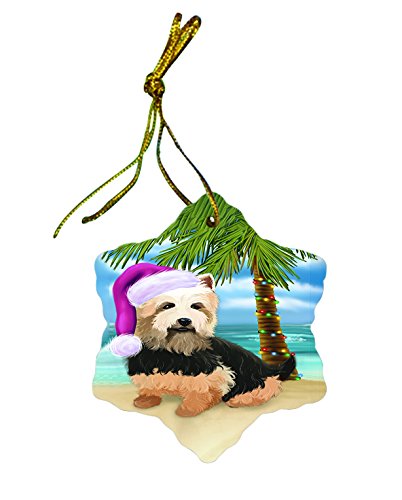 Summertime Australian Terrier Dog on Beach Christmas Star Ornament POR2970