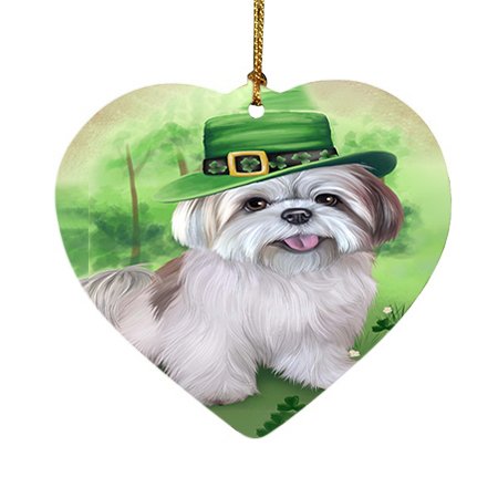 St. Patricks Day Irish Portrait Lhasa Apso Dog Heart Christmas Ornament HPOR48828