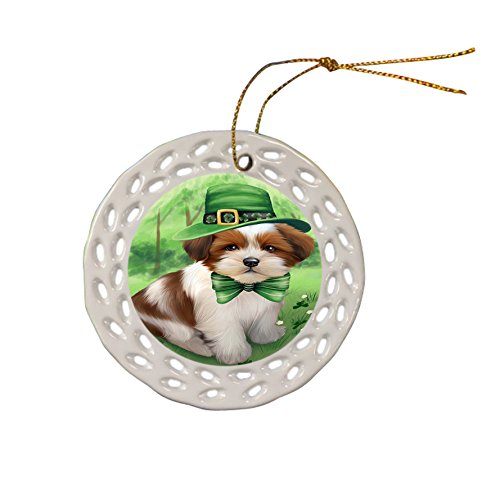 St. Patricks Day Irish Portrait Lhasa Apso Dog Ceramic Doily Ornament DPOR48830