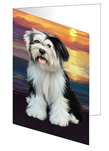 Tibetan Terrier Dog Handmade Artwork Assorted Pets Greeting Cards and Note Cards with Envelopes for All Occasions and Holiday Seasons GCD49772