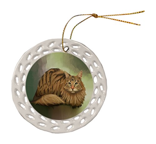 Siberian Cat Ceramic Doily Ornament DPOR48118