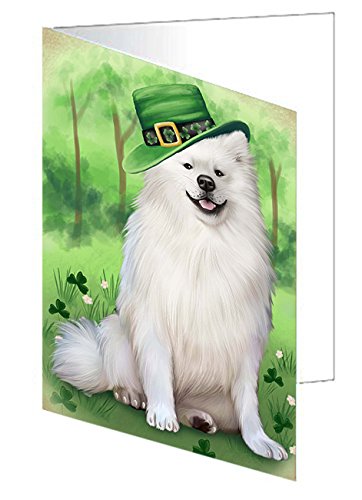 St. Patricks Day Irish Portrait American Eskimo Dog Handmade Artwork Assorted Pets Greeting Cards and Note Cards with Envelopes for All Occasions and Holiday Seasons GCD49526