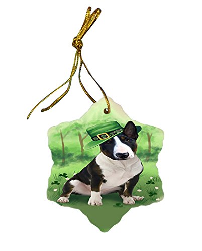 St. Patricks Day Irish Portrait Bull Terrier Dog Star Porcelain Ornament SPOR48737