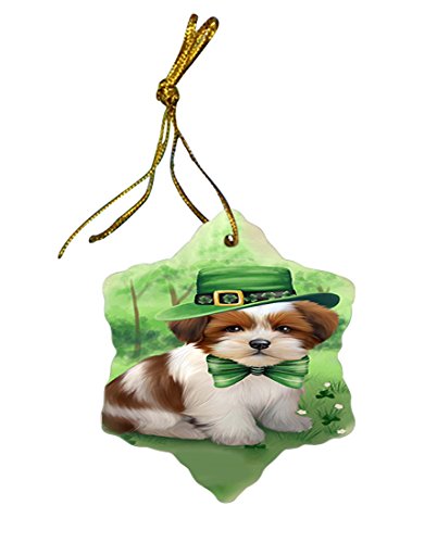St. Patricks Day Irish Portrait Lhasa Apso Dog Star Porcelain Ornament SPOR48822