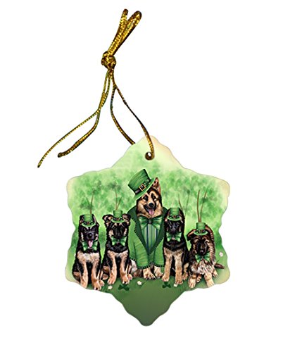 St. Patricks Day Irish Family Portrait German Shepherds Dog Star Porcelain Ornament SPOR48796