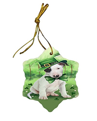 St. Patricks Day Irish Portrait Bull Terrier Dog Star Porcelain Ornament SPOR48738