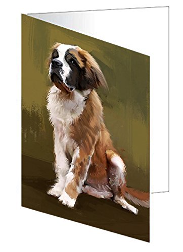 Saint Bernard Dog Handmade Artwork Assorted Pets Greeting Cards and Note Cards with Envelopes for All Occasions and Holiday Seasons GCD49493