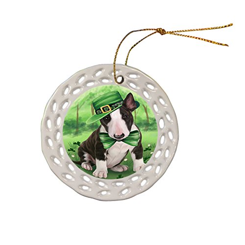 St. Patricks Day Irish Portrait Bull Terrier Dog Ceramic Doily Ornament DPOR48747