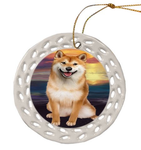 Shetland Sheepdog Dog Christmas Doily Ceramic Ornament