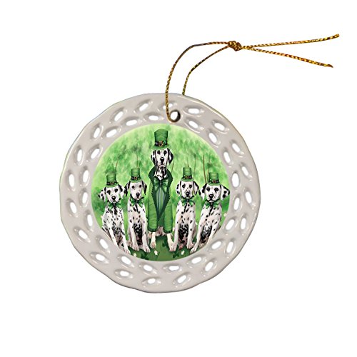 St. Patricks Day Irish Family Portrait Dalmatians Dog Ceramic Doily Ornament DPOR48793