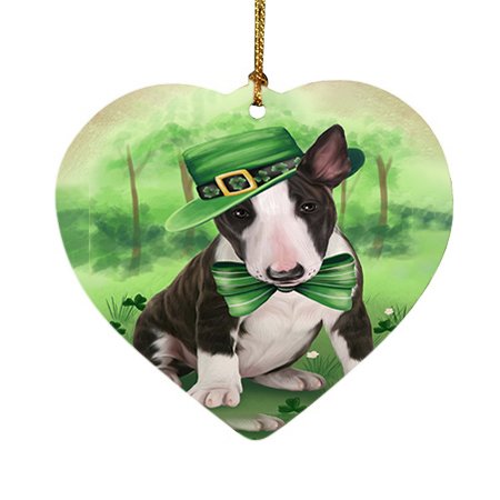St. Patricks Day Irish Portrait Bull Terrier Dog Heart Christmas Ornament HPOR48747