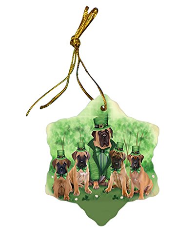 St. Patricks Day Irish Family Portrait Bullmastiffs Dog Star Porcelain Ornament SPOR48748