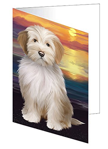 Tibetan Terrier Dog Handmade Artwork Assorted Pets Greeting Cards and Note Cards with Envelopes for All Occasions and Holiday Seasons GCD49763