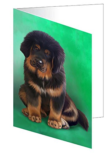 Tibetan Mastiff Puppy Dog Handmade Artwork Assorted Pets Greeting Cards and Note Cards with Envelopes for All Occasions and Holiday Seasons